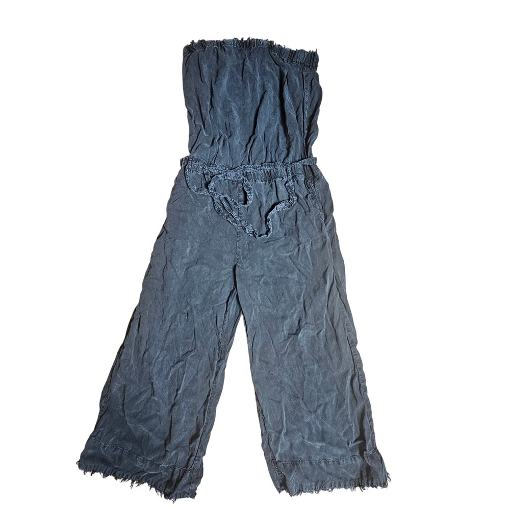 Cloth & Stone Strapless Wide Leg Jumpsuit Frayed Hem M Tube Vacation Resort Boho